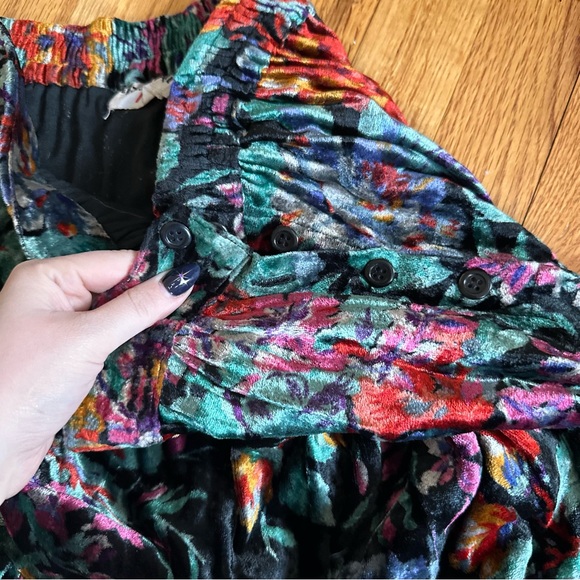 Vintage Whimsigoth crushed velvet floral maxi skirt - Picture 3 of 3